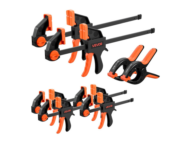VEVOR Bar Clamps for Woodworking, 8-Pack, 6' and 12', with Spring Clamps, One-Handed Clamp/Spreader, 154 lbs Load Limit, Quick Release,...