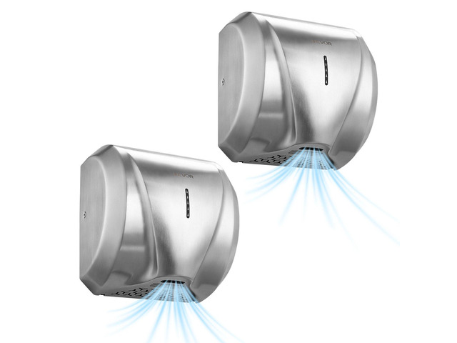 VEVOR Hand Dryer, 2 Pack 1800W Bathroom Air Hand Dryer, Automatic High Speed with HEPA Filter, Fast Drying, Brushed Stainless Steel, AC110-120V...