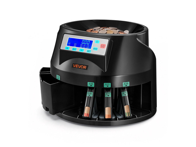 VEVOR Coin Counter Machine, 5 Denominations, Accurate Coin Sorter Machine, Sorts Up to 225 Coins Per Minute, USD Change Counter with LCD Display,...