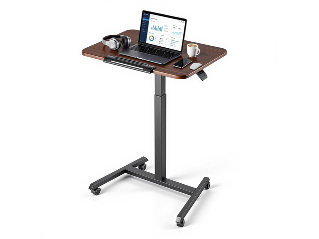 VEVOR Standing Desk, Adjustable Height Mobile Stand Up Desk with Tilting Desktop, 25.6 x 19 in Small Computer Sit Stand Rolling Workstation with 4...