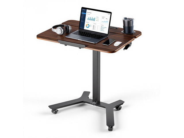 VEVOR Standing Desk, Adjustable Height Mobile Stand Up Desk with Tilting Desktop, 28.2 x 20.7 in Small Computer Sit Stand Workstation, 33 lbs...