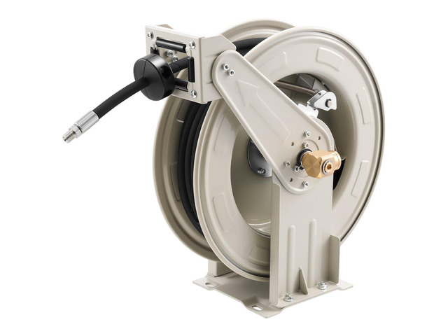VEVOR Grease Hose Reel, 1/4 in x 50 ft Retractable, Spring Driven Auto Swivel Rewind, Max 10152 PSI, Heavy-Duty Carbon Steel Construction with...