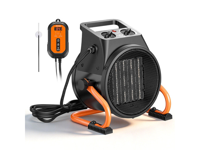 VEVOR Greenhouse Heater, 1500W Electric PTC Space Heater with Thermostat, Fan, Low & High Heat Modes, 15° Adjustable Angle, Overheat Protection,...