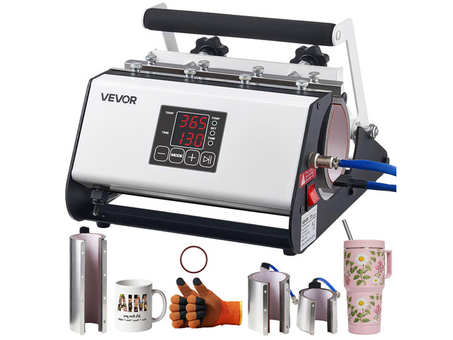 VEVOR Tumbler Heat Press Machine, 30 oz and 40 oz Mug Press, Fast and Even Heating, with Tape, Gloves, Easy Temp and Time Setting, Heat Transfer...