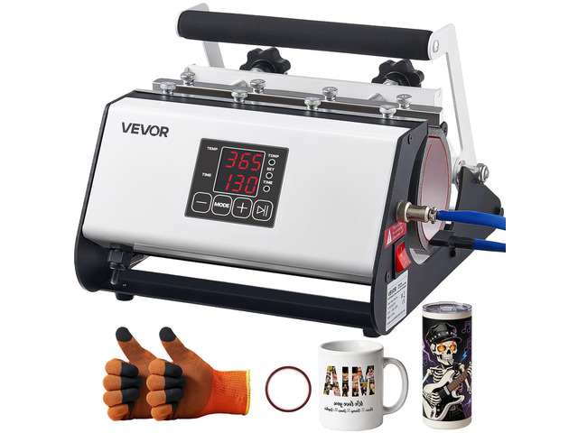 VEVOR Tumbler Heat Press Machine, 11-30 oz Mug Press, Fast and Even Heating, with Tape and Gloves, Easy Temp and Time Setting, Heat Transfer for...