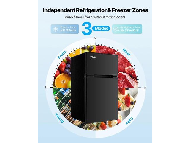 Mini Fridge with Freezer, 3.2 Cu. Ft, Two Door Compact Refrigerator, Adjustable Temperature, Shelf, Energy Efficient Small Fridge, Reversible Door,...