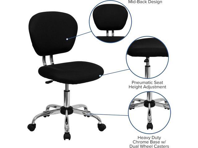 EMMA + OLIVER Mid-Back Black Mesh Padded Swivel Task Office Chair with Chrome Base
