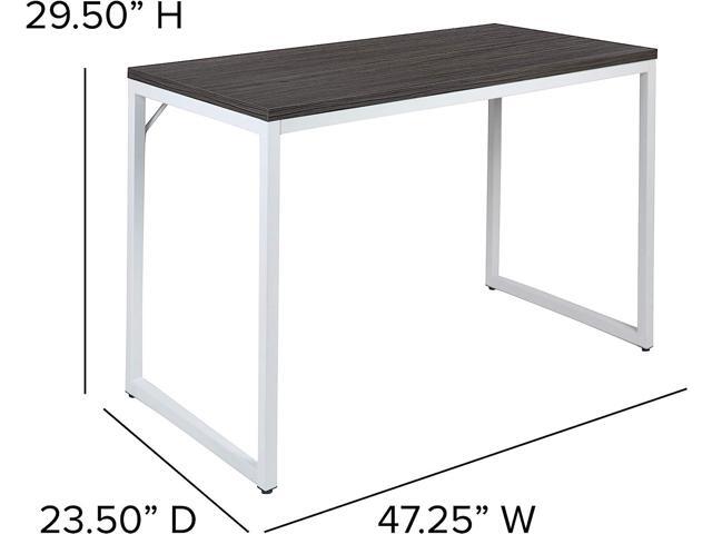 EMMA + OLIVER Industrial Modern Desk-47 L Commercial Grade Home Office Desk-Rustic Gray/White