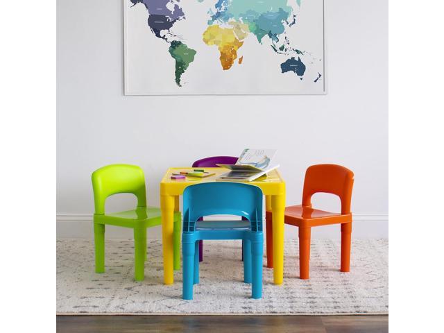 Humble Crew Kids Table and 4 Chair Set, Yellow Table with Chairs - Sturdy Toddler Activity Table for Playtime, Arts, Crafts, Reading, and More -...