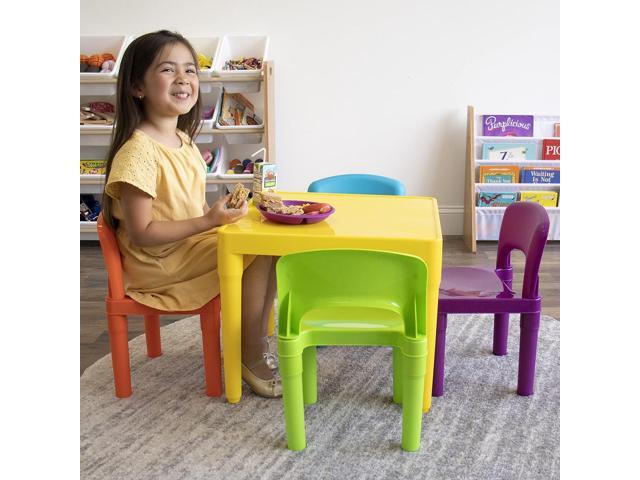 Humble Crew Kids Table and 4 Chair Set, Yellow Table with Chairs - Sturdy Toddler Activity Table for Playtime, Arts, Crafts, Reading, and More -...
