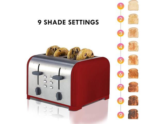 Kenmore Toaster 4 Slice - Extra Wide Slot Countertop Kitchen Appliance, Defrost Function, Grille-Pain, 9 Shade Settings, Compact Design, Easy Clean...