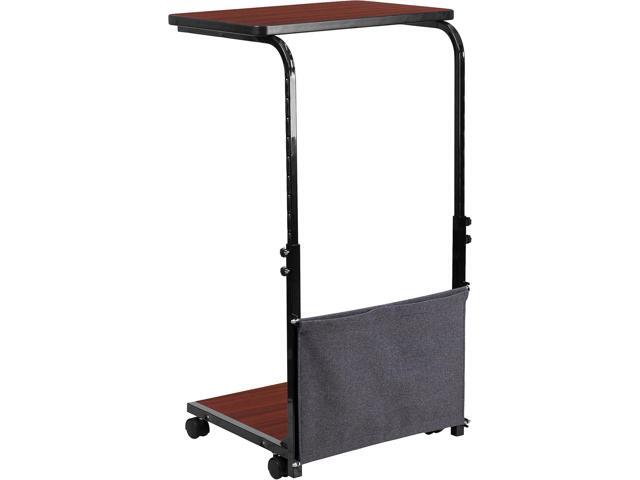 Flash Furniture Charger Mobile Sit-Down, Stand-Up Mahogany Computer Ergonomic Desk with Removable Pouch (Adjustable Range 27'' - 46.5'')