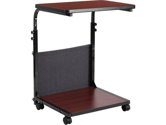 Flash Furniture Charger Mobile Sit-Down, Stand-Up Mahogany Computer Ergonomic Desk with Removable Pouch (Adjustable Range 27'' - 46.5'')