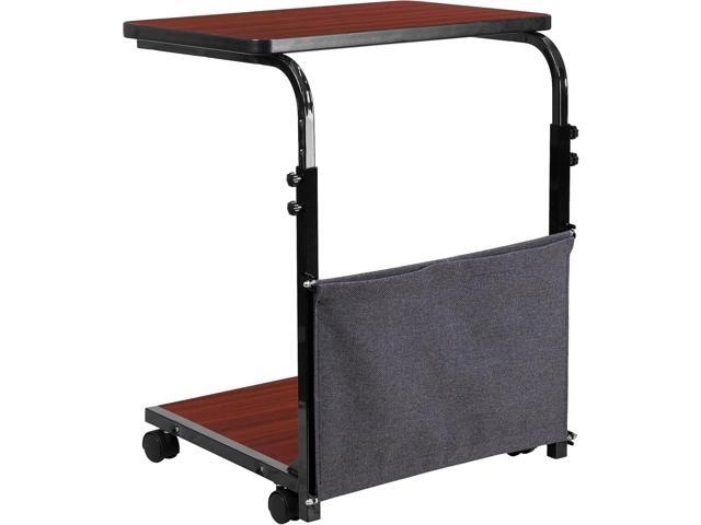 Flash Furniture Charger Mobile Sit-Down, Stand-Up Mahogany Computer Ergonomic Desk with Removable Pouch (Adjustable Range 27'' - 46.5'')
