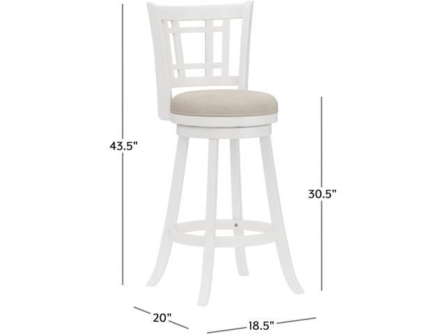 Hillsdale Fairfox Swivel Stool with Rectangular Lattice Back, Bar Height, White
