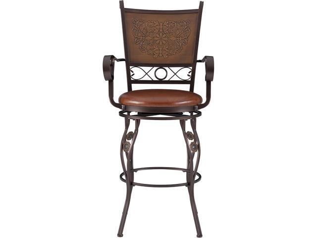 Powell Company Big and Tall Copper Stamped Back Barstool with Arms Bar Stool, Bronze