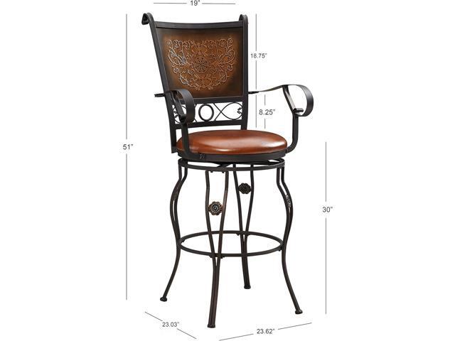 Powell Company Big and Tall Copper Stamped Back Barstool with Arms Bar Stool, Bronze