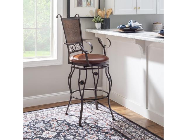 Powell Company Big and Tall Copper Stamped Back Barstool with Arms Bar Stool, Bronze