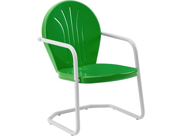 Crosley Furniture Griffith 3-Piece Outdoor Chair and Side Table Set, Retro Metal Bistro Patio Sets for Porch, Grasshopper Green