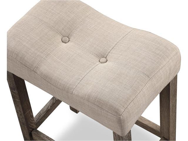 Roundhill Furniture Sora Button Tufted Counter Height Saddle Stools, Set of 2, Taupe