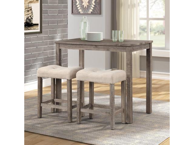 Roundhill Furniture Sora Button Tufted Counter Height Saddle Stools, Set of 2, Taupe
