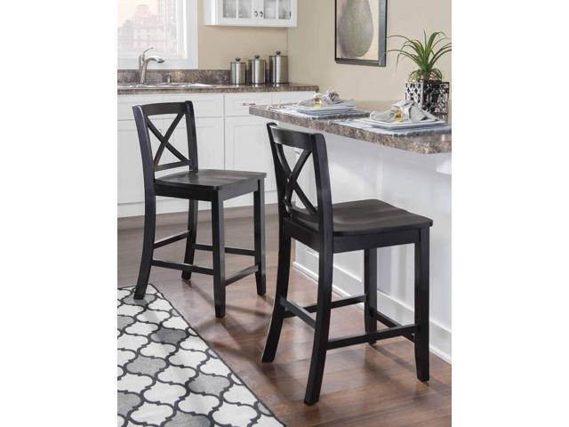 Linon Home Dcor Black X Back Counter Stool, 16' W x 17.91' D x 37.01' H