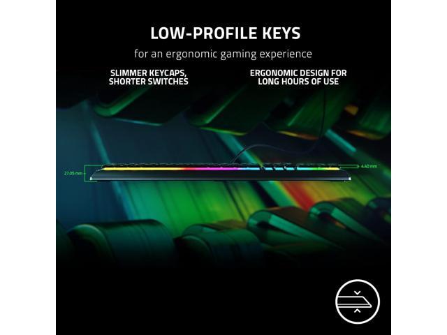 V3 Gaming Keyboard: Low Profile Keys - Mecha Membrane Switches - UV Coated Keycaps - Backlit Media Keys - 10 Zone RGB Lighting - Spill Resistant -...