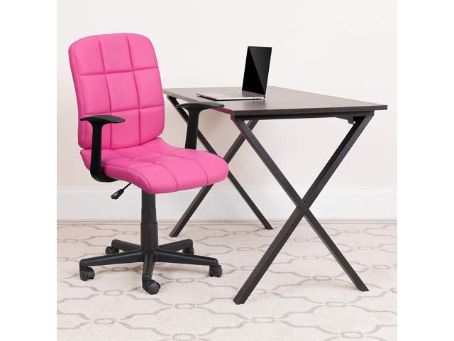 Flash Furniture Clayton Mid-Back Pink Quilted Vinyl Swivel Task Office Chair with Arms
