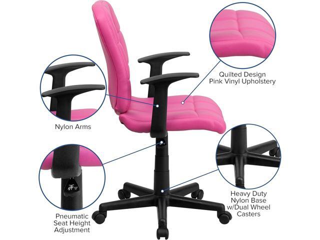 Flash Furniture Clayton Mid-Back Pink Quilted Vinyl Swivel Task Office Chair with Arms