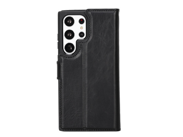 VENOULT Rustic Black Wallet Case for Samsung Galaxy S23 Ultra, Man or Women with Credit Card Holder, Genuine Leather, Magnetic Detachable Luxury...
