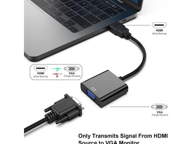 HDMI to VGA with Audio, Gold-Plated Active HDMI to VGA Adapter (Male to Female) with Micro USB Power Cable & 3.5mm Audio Cable