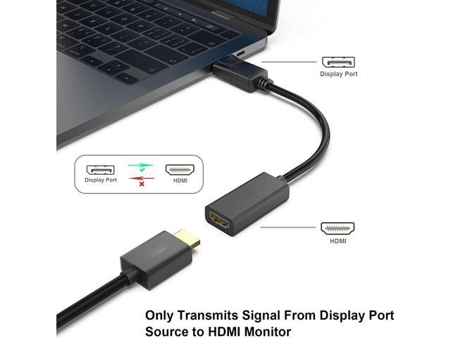 DisplayPort (DP) to HDMI Adapter, Gold-Plated Uni-Directional Display Port PC to HDMI Screen Converter (Male to Female)