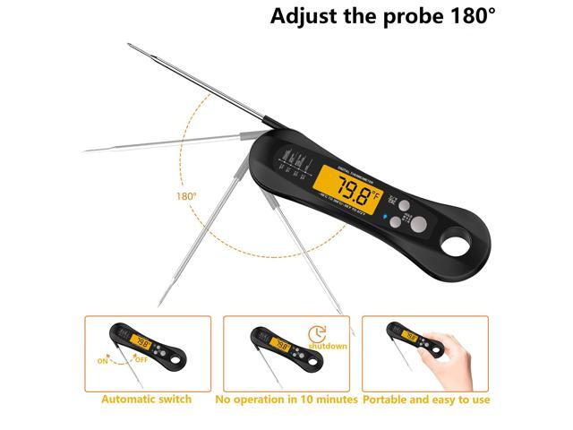Lightning Instant Read Meat Thermometer, Calibratable Kitchen Food Thermometer with Display Cooking Thermometer for Oil Deep Fry Smoker BBQ Grill