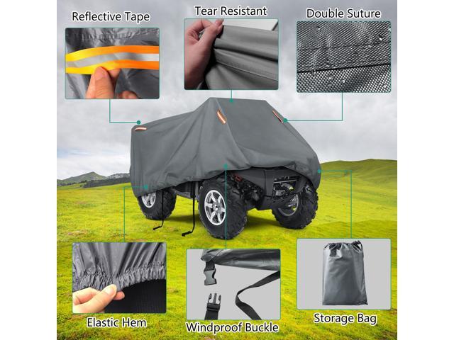 Heavy Duty Waterproof 4 Wheeler Cover, Rip Resistant Night Quad Four Wheeler ATV Cover with Advanced Waterproofing