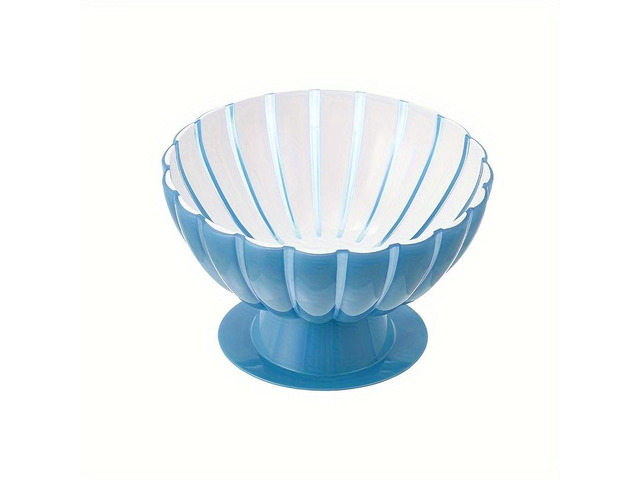 Shell Shaped Footed Dessert Bowl, Transparent Blue Pedestal Serving Bowl, Plastic Decorative Fruit Bowl for Ice Cream, Salad, Snack, Home Party...