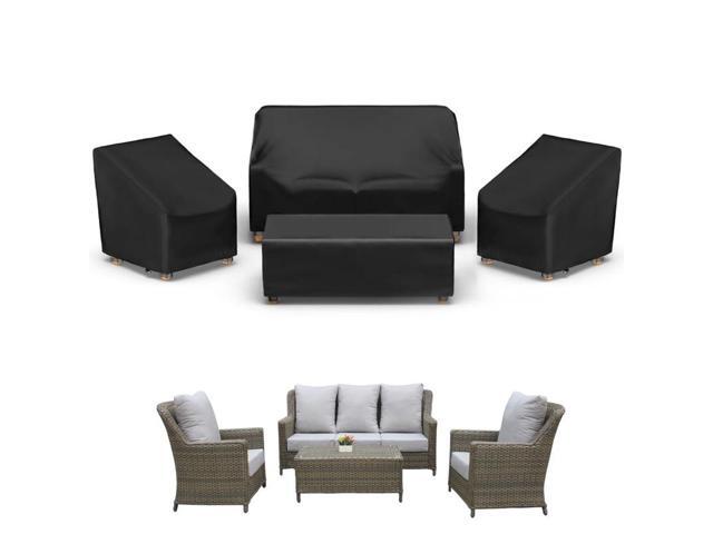 4Pack Black Patio Furniture Cover Set, Waterproof AllWeather Outdoor Conversation Set Protector