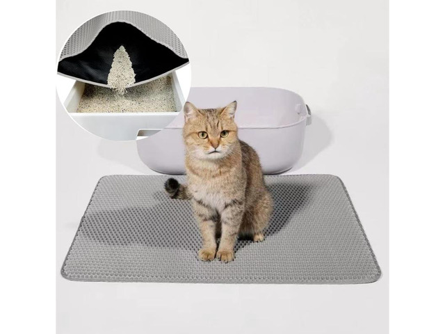Double Layer Cat Litter Mat, Honeycomb Design Cat Litter Trapping Mat, Waterproof NonSlip Cat Litter Box Mat, Easy to Clean Litter Catcher Mat for...