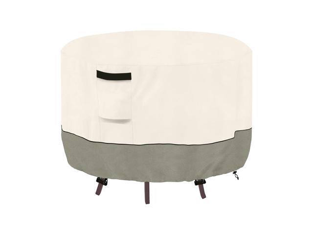 Beige and Lime Green Spliced Round Table Cover, All Weather Waterproof Outdoor Patio Round Table Protector