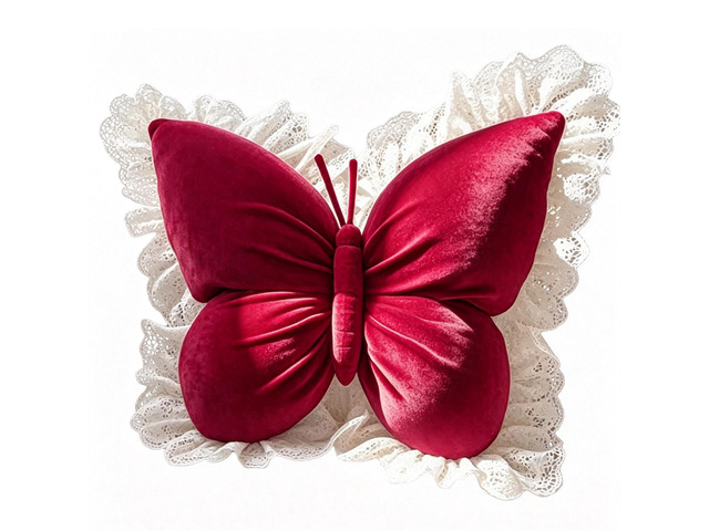 Rose red Butterfly Shaped Throw Pillow, Soft Plush Decorative Butterfly Cushion, Aesthetic Fluffy Accent Pillow, Ergonomic Comfort Cushion