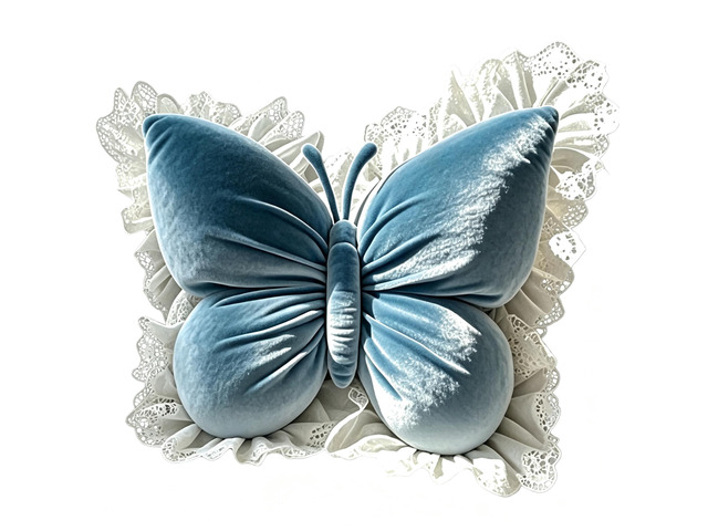 Blue Butterfly Shaped Throw Pillow, Soft Plush Decorative Butterfly Cushion, Aesthetic Fluffy Accent Pillow, Ergonomic Comfort Cushion