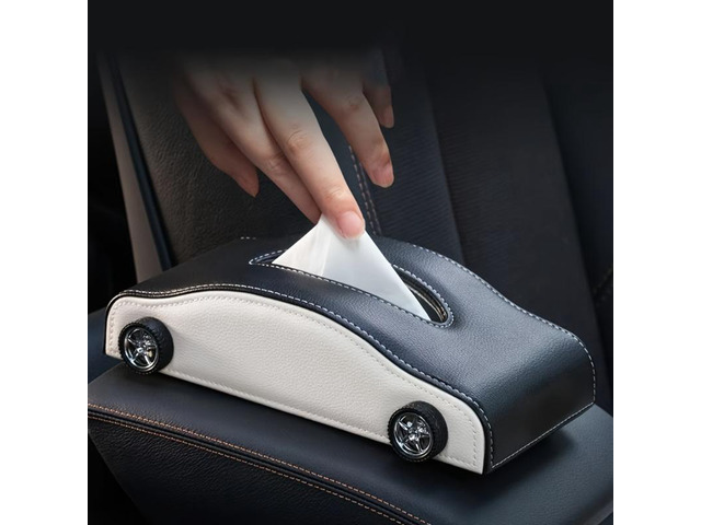 PU Leather Car Tissue Holder, Cool Sports Car Shape Tissue Box for Car Armrest & Dashboard, Stylish Automobile Interior Accessory for Vehicle...