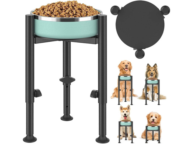Adjustable Dog Bowl Stand, Metal Elevated Pet Feeder Holder with Adjustable Height and Width, Indoor Outdoor Raised Pet Food Water Bowl Support...