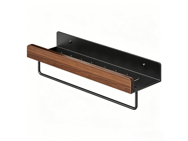 Walnut Wall Mounted Storage Shelf, No Drill Bathroom Organizer, Wooden Wall Floating Shelf, Waterproof Punch-Free Toilet Vanity Rack for Bathroom,...