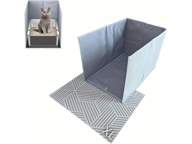 Space-Saving Litter Box Fence with Storage Function, Anti-Dirt Cat Litter Box Cover, Safe & Easy-to-Clean Pet Sanitation Barrier, Mess Prevention...