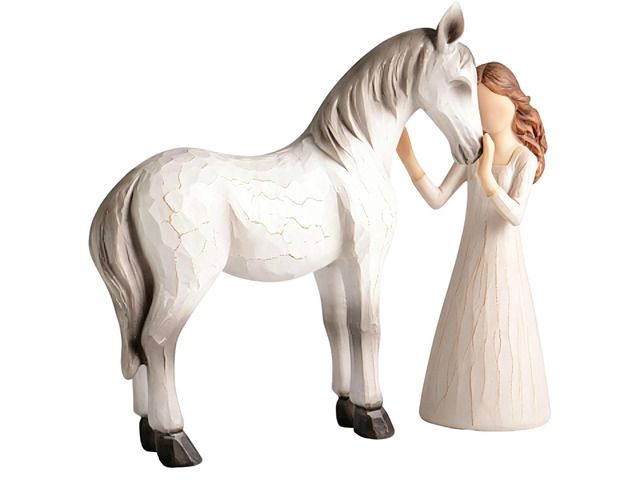 Girl and Horse Resin Statue, Hugging Animal Art Sculpture, Modern Resin Craft Ornament, Creative Home Desktop Decoration, Ideal Festival Gift for...