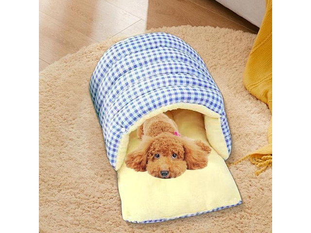 Fully Enclosed Plush Cat Cave Bed, Winter Warm Detachable Multifunctional Cat House, Large Space for 1 Adult Cat or Two Kittens