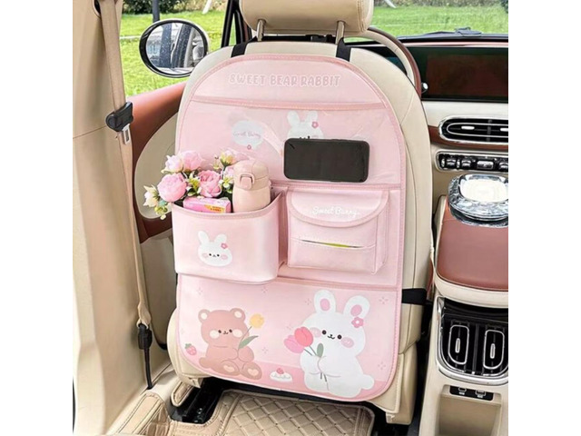 Cartoon Pattern Car Seat Back Organizer, MultiPocket Car Back Seat Storage Bag, Universal Vehicle Backseat Hanging Storage Holder