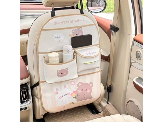 Cartoon Pattern Car Seat Back Organizer, MultiPocket Car Back Seat Storage Bag, Universal Vehicle Backseat Hanging Storage Holder