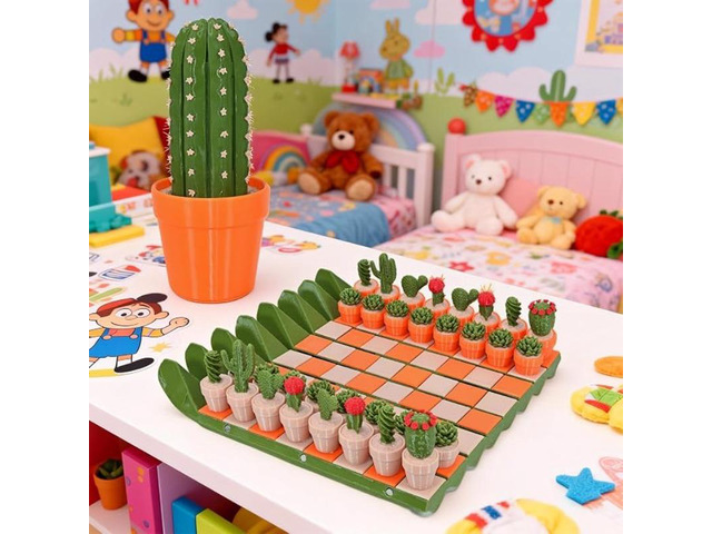 Cactus Themed Chess Set, Creative PlantShaped Chess Pieces with Game Board, Decorative Succulent Chess Game Set for Home Desktop Display