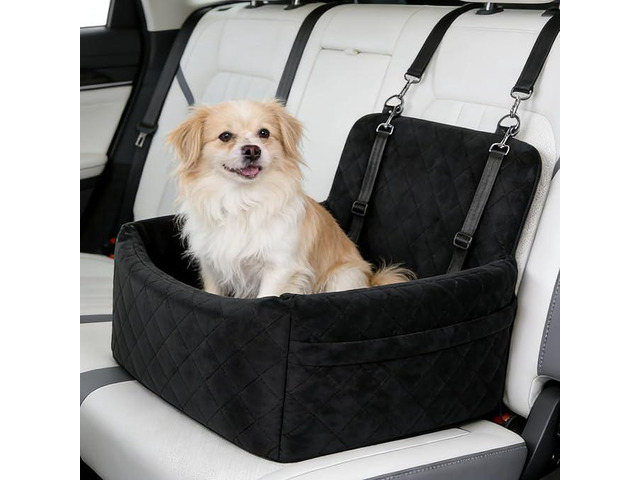 Dog Car Seat for Small Medium Dogs, Quilted Pet Booster Car Seat, Soft AntiSlip Pet Travel Carrier with Safety Harness for Car Travel
